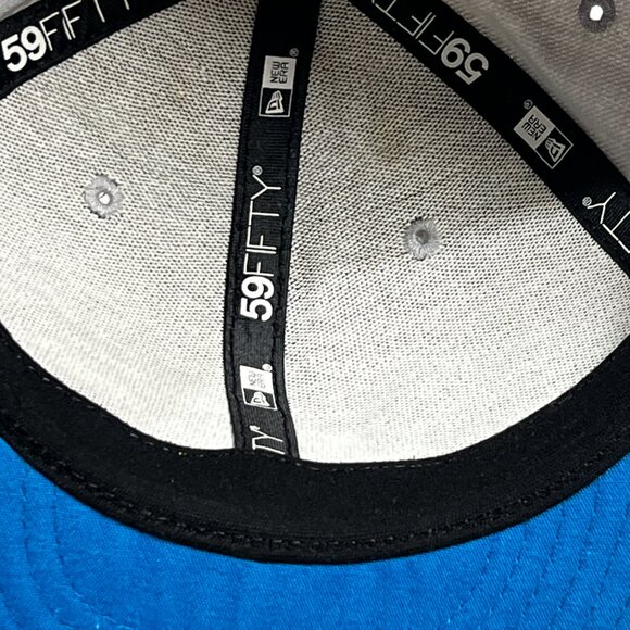 New Era Detroit Lions 59Fifty Fitted Hat Sz 7 Gray Blue Cap NFL Football Men - Picture 8 of 13